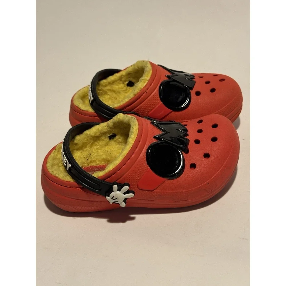 Crocs Disney Mickey Mouse Lined Clogs Toddler C10 Red Yellow